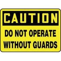 Accuform Signs MEQC721VA Accuform Signs 10\" X 14\" Black And Yellow Aluminum Value Machine Guarding Sign \"Caution Do Not Operate W